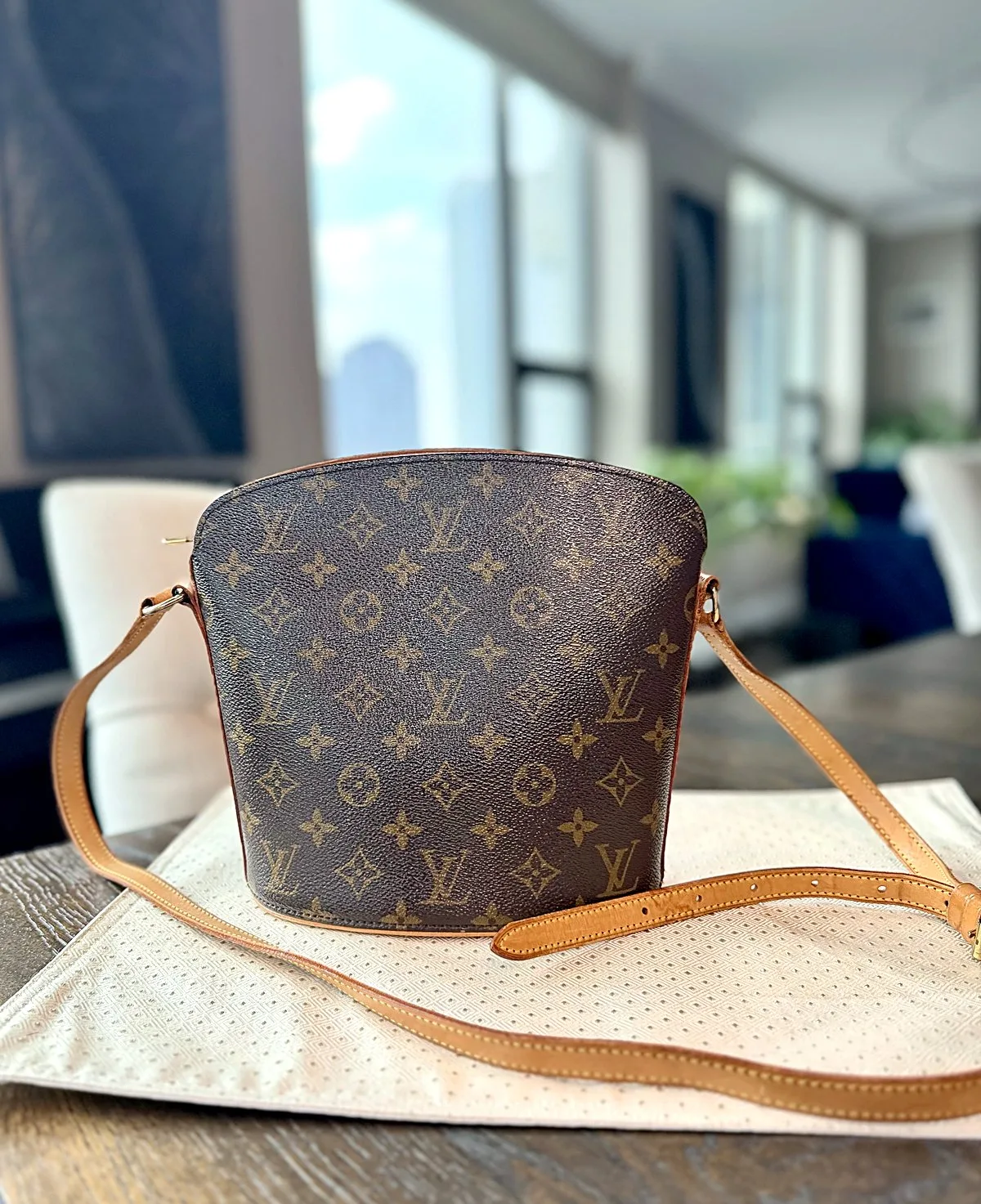 Louis Vuitton LV Monogram Canvas Crossbody Bag Brown Adjustable Strap