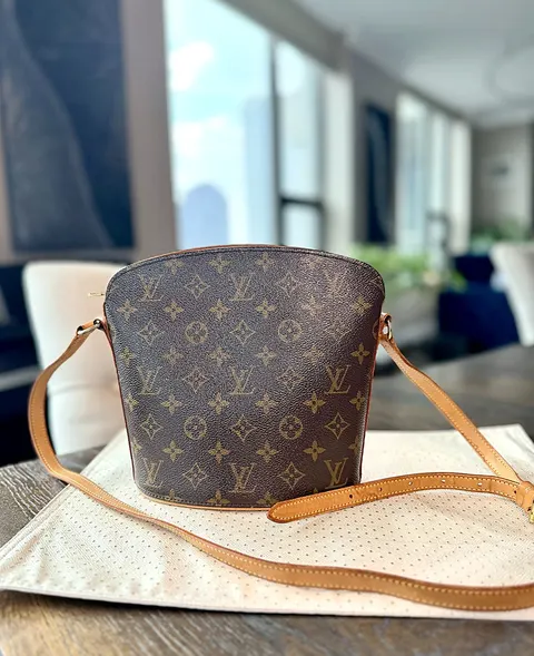 Louis Vuitton LV Monogram Canvas Crossbody Bag Brown Adjustable Strap