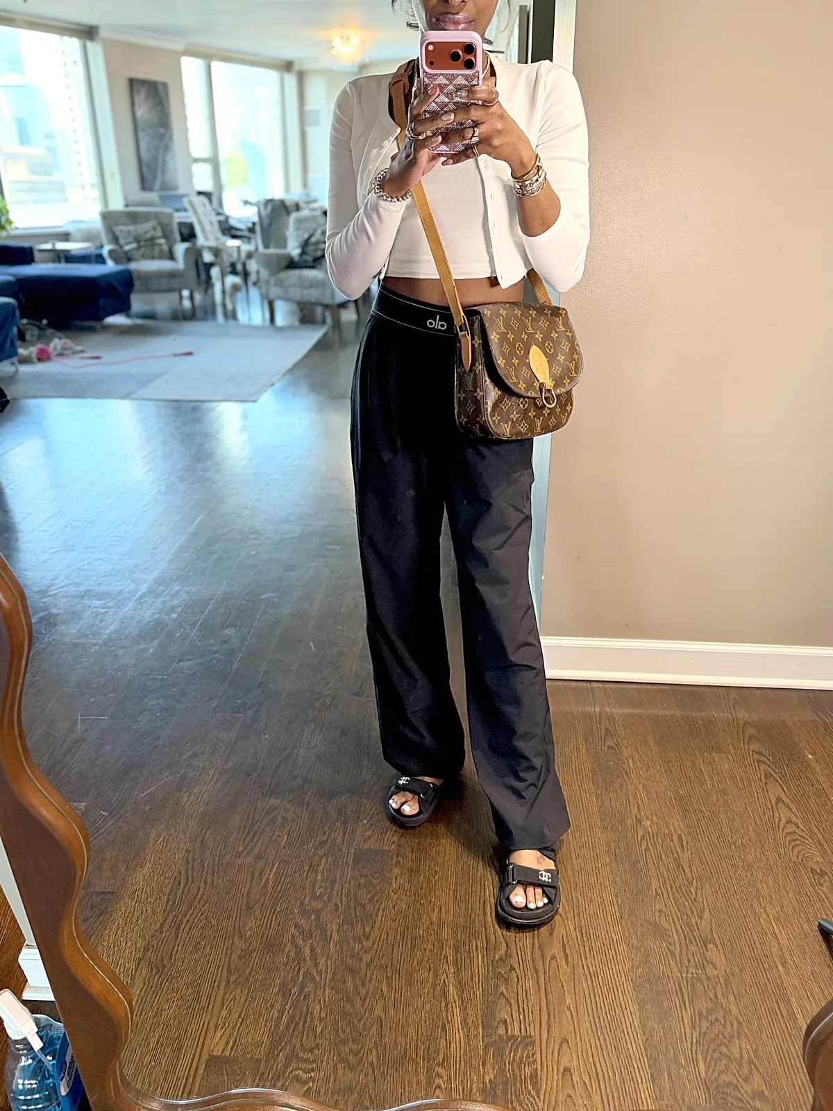 Louis Vuitton Monogram Canvas Flap Crossbody Shoulder Bag Brown