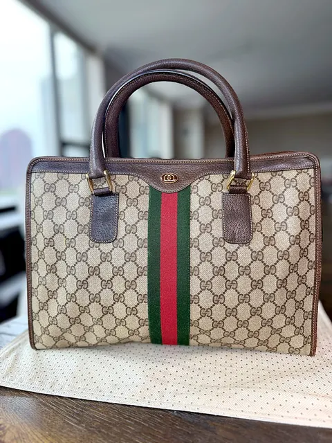 Gucci GG Canvas and Leather Handbag Tote Crossbody Bag