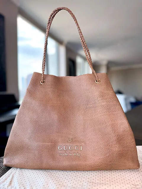 Gucci Brown Leather Large Tote Shoulder Bag