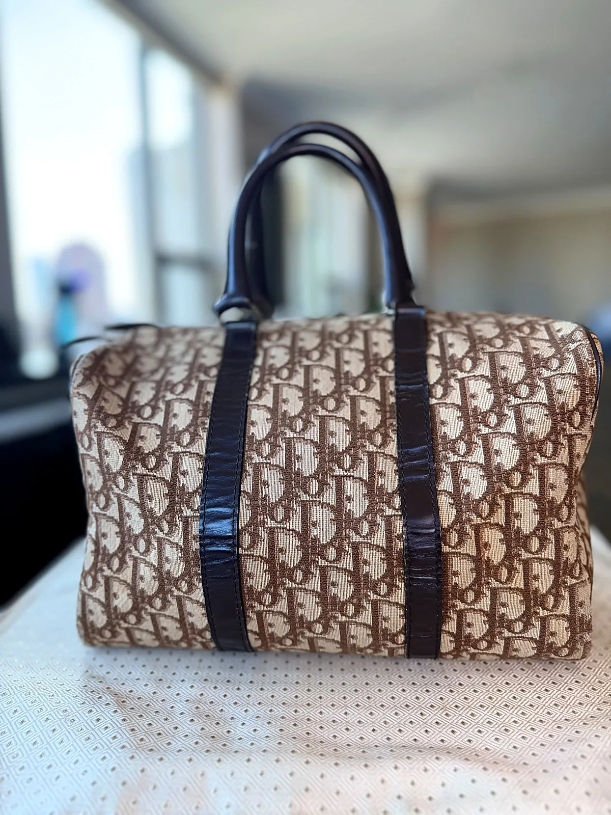 Dior Christian Dior Oblique Trotter Canvas Boston Bag