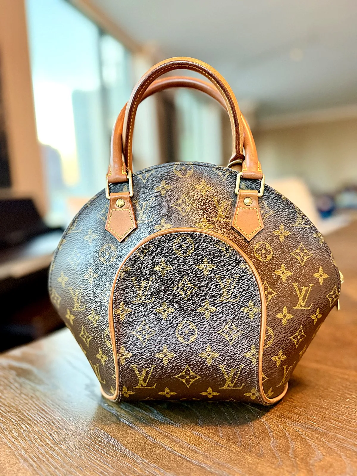 Louis Vuitton Ellipse MM Brown Handbag Gold Hardware